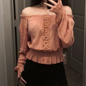 Cute Pink Off-Shoulder Blouse